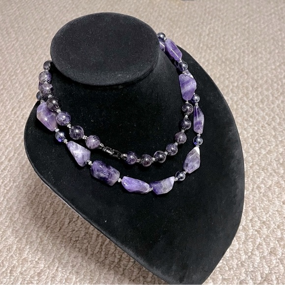 Dream Amethyst Beads Long Necklace - Picture 7 of 9